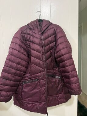 Lane Bryant Women's Quilted Hooded Puffer Coat - Plum
